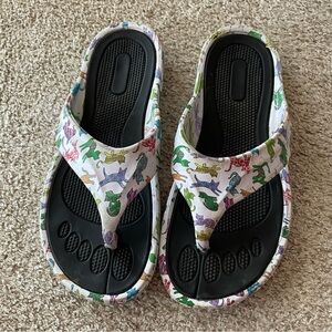 Crocs flip flops sandals white multi-color cats kitty slides women 9/40